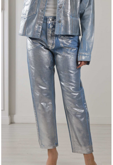 بنطلون جينز بنسيج لامع بنطلون جينز بنسيج لامع