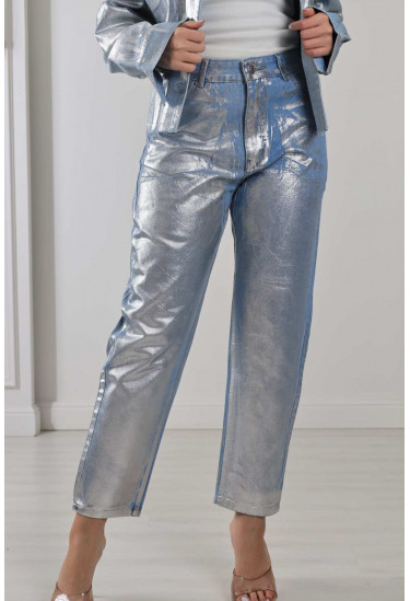 بنطلون جينز بنسيج لامع بنطلون جينز بنسيج لامع