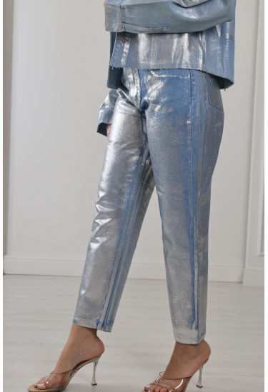 بنطلون جينز بنسيج لامع بنطلون جينز بنسيج لامع