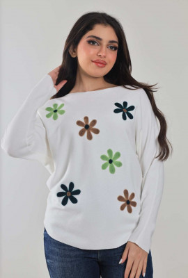 بلوزة شتوية مزينة بالورود بلوزة شتوية مزينة بالورود