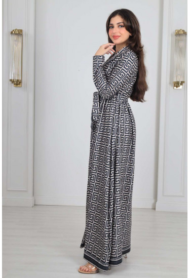 فستان نسائي بطبعات إنسيابية راقية 