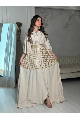 فستان نسائي نمط تنورة لف مطرزة 