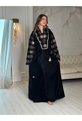 جلابية نسائية راقية مطرزة بالزهور 