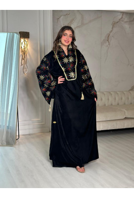 جلابية نسائية راقية مطرزة بالزهور 