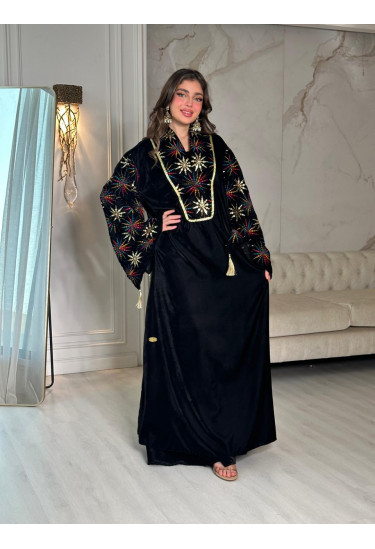 جلابية نسائية راقية مطرزة بالزهور 