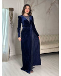 فستان نسائي من المخمل بأكتاف عالية فستان نسائي من المخمل بأكتاف عالية