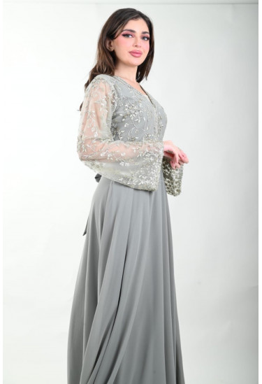 جلابية نسائية باكمام شفافة مطرزة