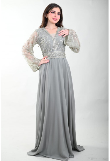 جلابية نسائية باكمام شفافة مطرزة