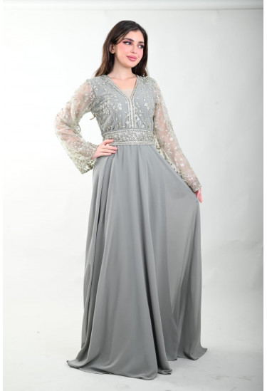 جلابية نسائية باكمام شفافة مطرزة