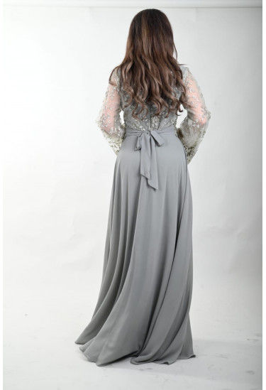 جلابية نسائية باكمام شفافة مطرزة