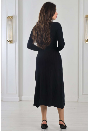 فستان ميدي من الصوف المدرج 