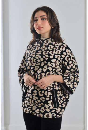 بلوزة شتوية بنقشة التايجر 