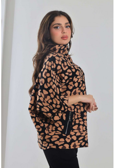 بلوزة شتوية بنقشة التايجر 