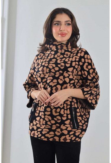 بلوزة شتوية بنقشة التايجر 