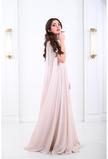 فستان مدلل بأكمام نمط كيب مطرز