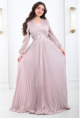 فستان سهرة بليسيه لامع 