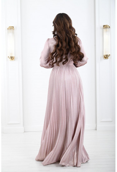 فستان سهرة بليسيه لامع 