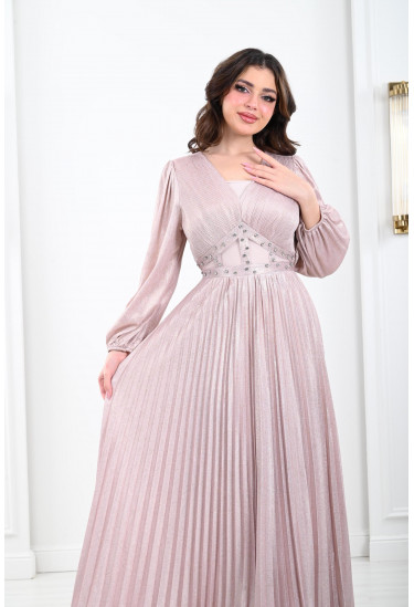 فستان سهرة بليسيه لامع 