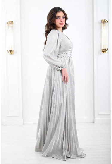 فستان سهرة بليسيه لامع 