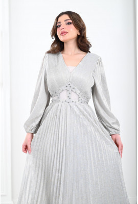 فستان سهرة بليسيه لامع 