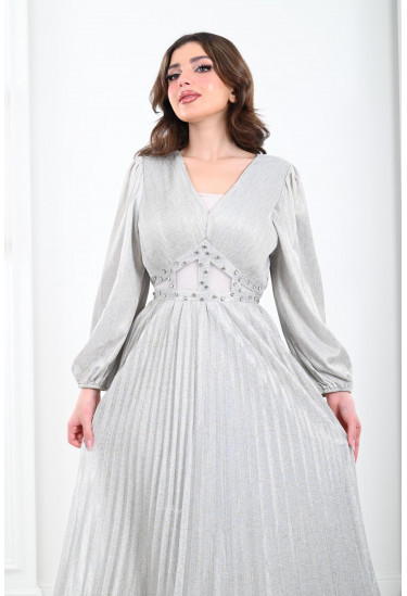 فستان سهرة بليسيه لامع 