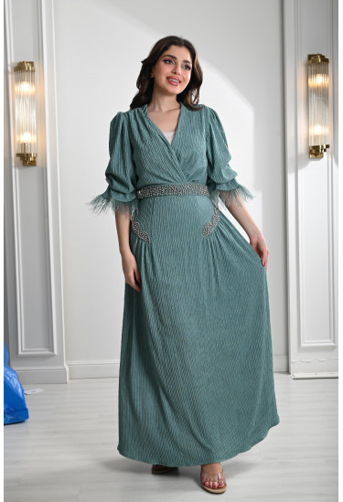 فستان نسائي بحزام خصر مطرز