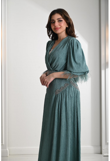 فستان نسائي بحزام خصر مطرز