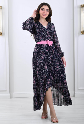 فستان فلوري صيفي نمط لف 