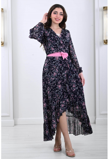 فستان فلوري صيفي نمط لف 