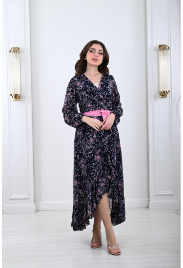 فستان فلوري صيفي نمط لف 