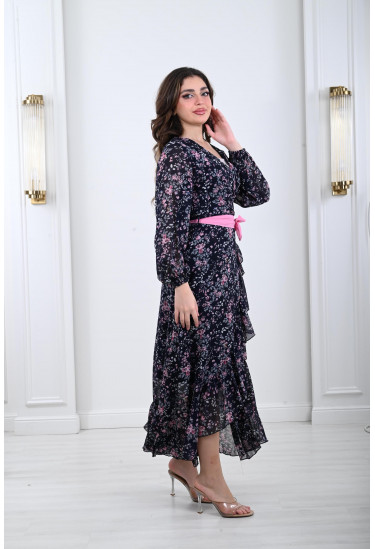 فستان فلوري صيفي نمط لف 