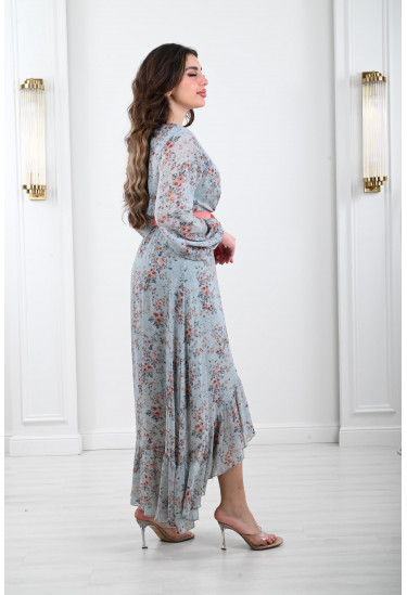 فستان فلوري صيفي نمط لف 