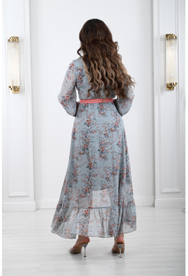 فستان فلوري صيفي نمط لف 