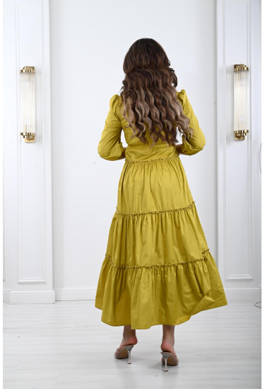 فستان نسائي ذات ياقة منسدلة لامعة 