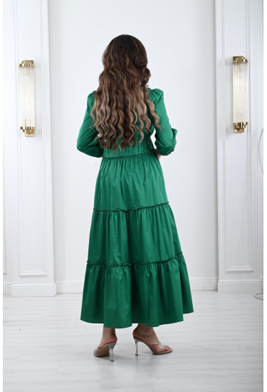 فستان نسائي ذات ياقة منسدلة لامعة 