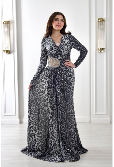 فستان سهرة نسائي مطرزة بنقشة التايجر فستان سهرة نسائي مطرزة بنقشة التايجر