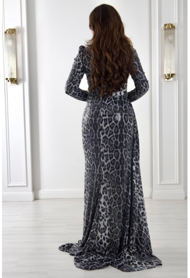 فستان سهرة نسائي مطرزة بنقشة التايجر فستان سهرة نسائي مطرزة بنقشة التايجر