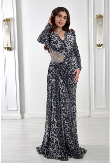 فستان سهرة نسائي مطرزة بنقشة التايجر فستان سهرة نسائي مطرزة بنقشة التايجر