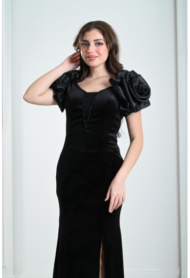 فستان أنثوي بأكمام منتفخة فخمة