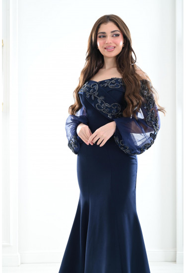 فستان نسائي بأكمام شفافة منسدلة