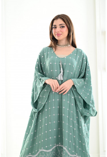 جلابية نمط تطريز شبكة 