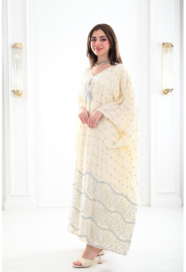 جلابية نمط تطريز شبكة 