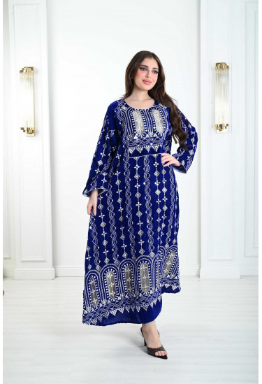 جلابية مخمل بحواف دائرية