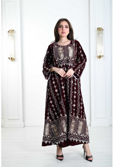 جلابية مخمل بحواف دائرية