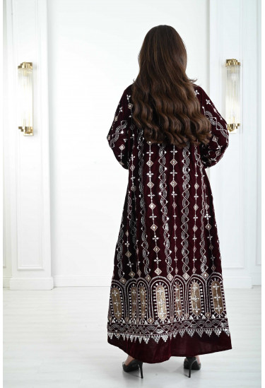 جلابية مخمل بحواف دائرية