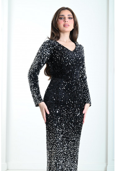 فستان نسائي للسهرات مزين بترتر 