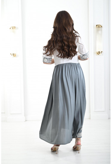 جلابية ميدي مطرز بزهور منسوجة بارزة