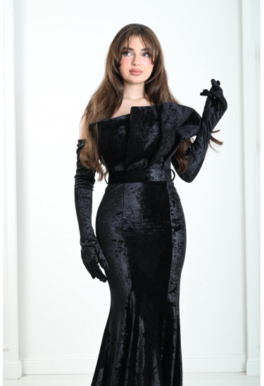 فستان راقي بقفازات طويلة 