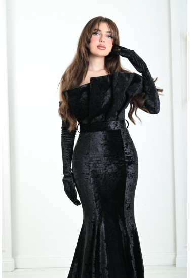 فستان راقي بقفازات طويلة 