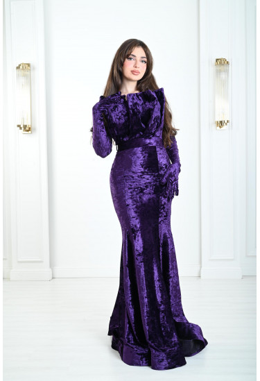 فستان راقي بقفازات طويلة 